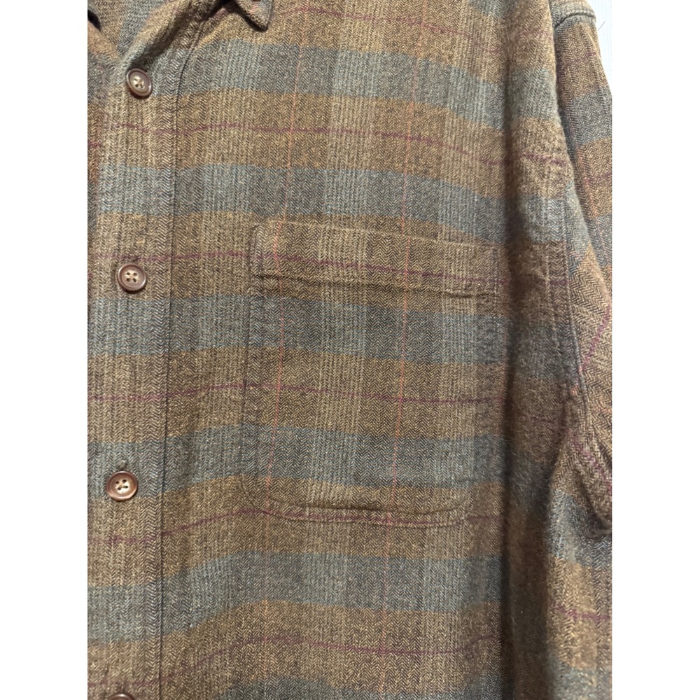 Morgan Creek Outfitters Mens XL Brown Plaid Herringbone Cotton Rayon Shirt L/S - Picture 5 of 12